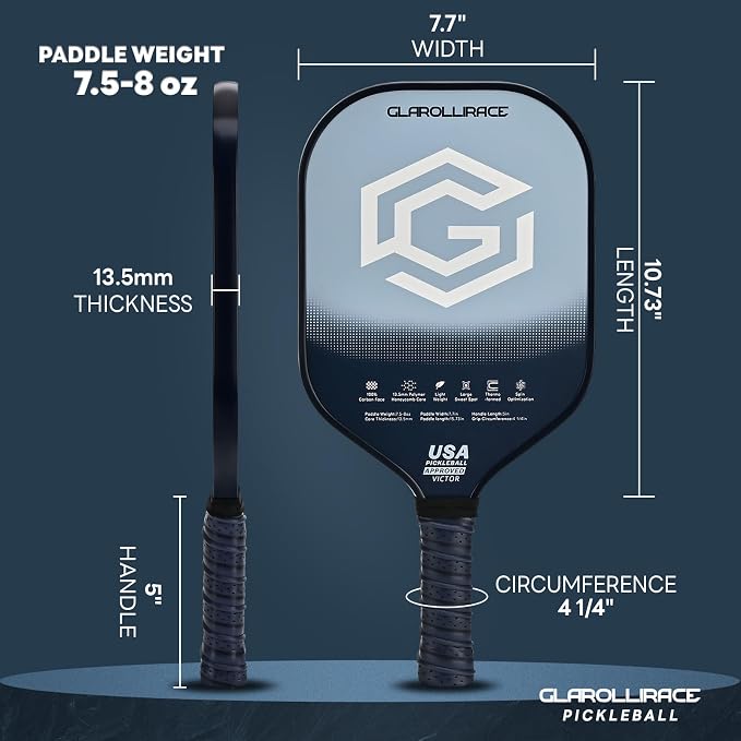 Pickleball Paddles Set of 2 | 4 Pickleball Rackets, USAPA Approved Pickleball Set, Fiberglass | Carbon Fiber Surface & 13 mm PP Honeycomb Core,4 Indoor & Outdoor Pickle Balls