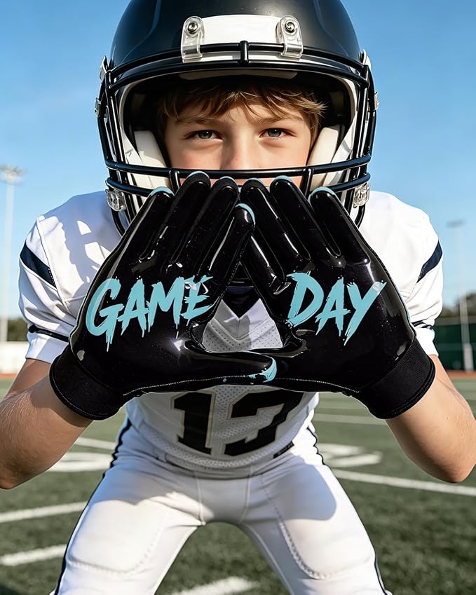 RIGWARL Football Gloves Adult Men, Youth Kids Football Gloves with Super Sticky Grip, Receiver Glove Adult Youth Kids Best Gift for Father‘s Day