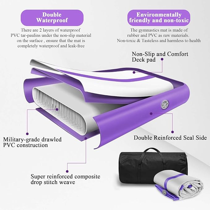 Estgora Gymnastics Mat for Tumbling Tumble Track, Thick Inflatable Gymnastic Training Equipment For kids At Home Gym Cheerleading with Electric Pump
