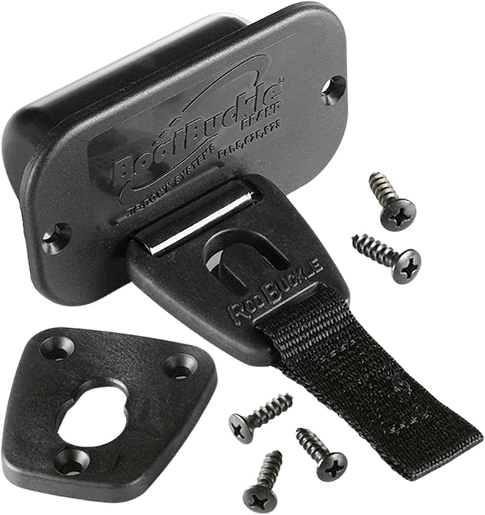 BoatBuckle F14200A 24-Inch Self-Retracting Fishing Rod Holder for Boat, Retractable Tie Down Rod Straps for Boat Deck Mount/Gunwale