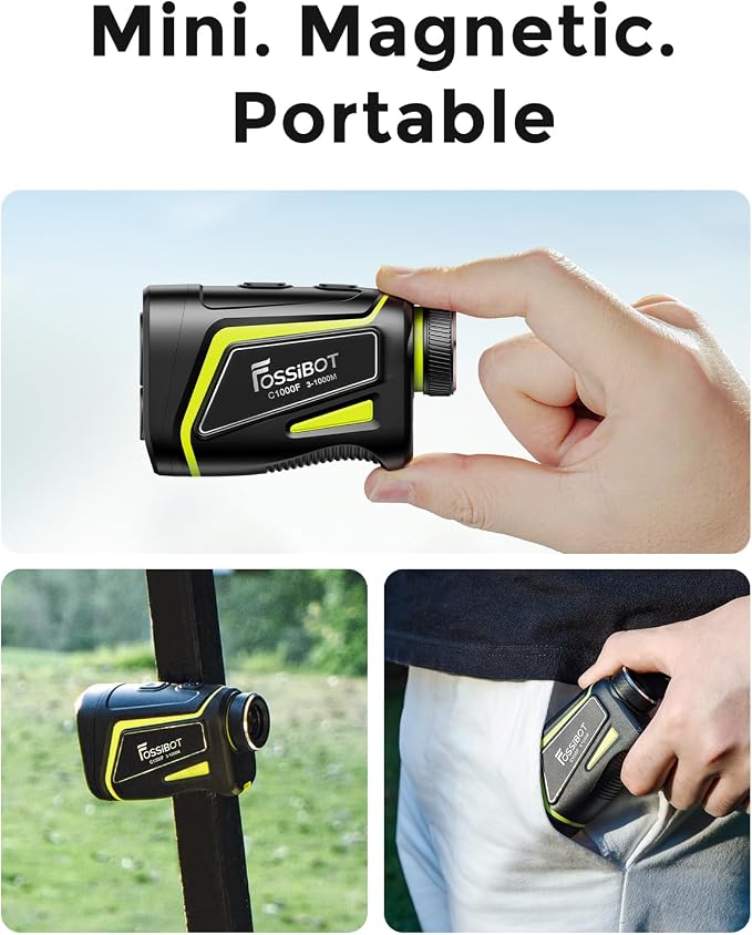 FOSSIBOT Range Finder Golf Rangefinder with Slope and Magnetic,Flag Pole Locking Vibration,6.5X Magnification,3-1100 Yards.