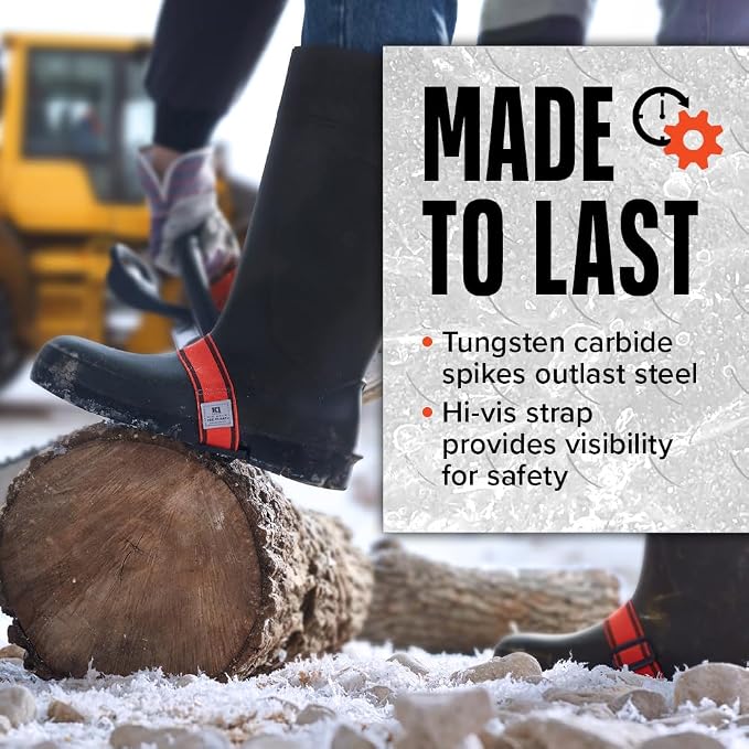 K1 Mid-Sole Ice Cleats for Men & Women - Rotatable Traction Aids For Winter Snow - Hi Vis - High Profile