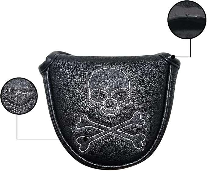 Scott Edward Skull Golf Woods Headcovers Covers for Driver Fairway 1 3 5 H Clubs Set Heads PU Leather Unisex Black Brown