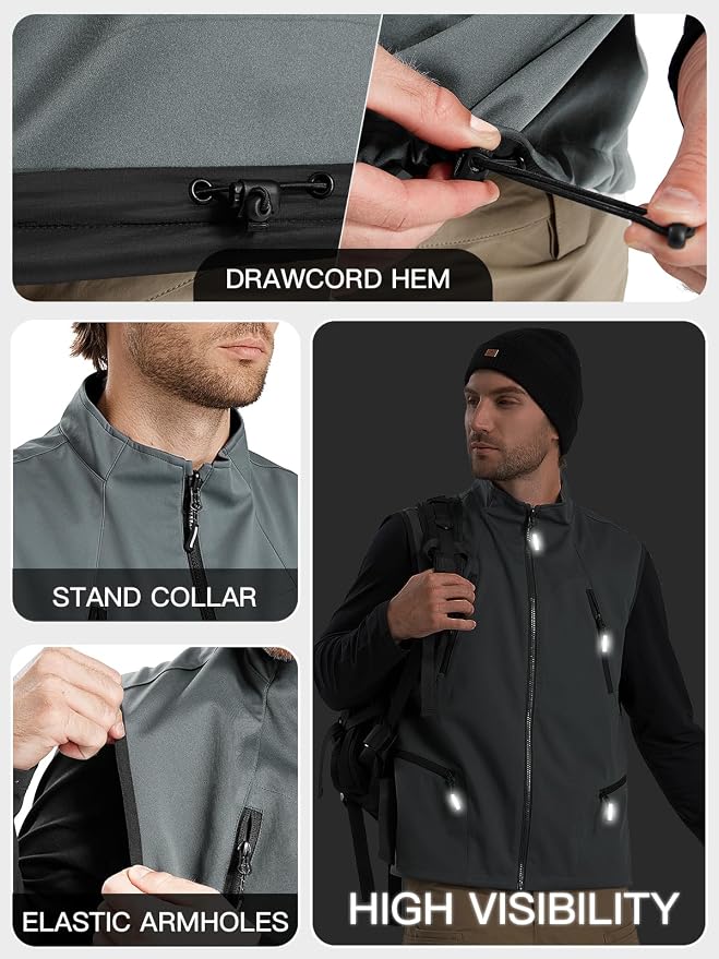 FREE SOLDIER Men's Lightweight Golf Vest Outerwear Windproof Reversible Sleeveless Softshell Jacket Running Vest