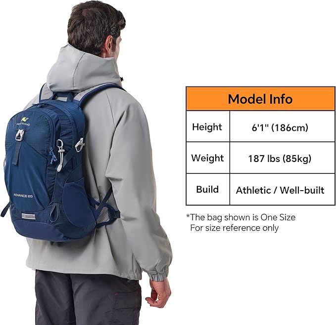 N NEVO RHINO 20L Hiking Internal Frame Backpack for Men Women, Small Travel Backpack Waterproof Backpack with Rain Cover