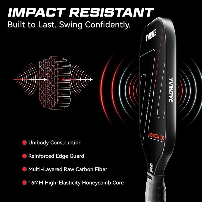 Pickleball Paddles | USAPA Approved | Raw Carbon Fiber Face | Max Control & Effortless Power | 16MM Core Anti-Shock | Intermediates to Pros