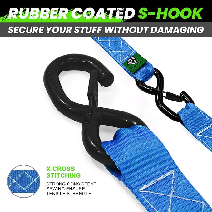Ratchet Straps Heavy Duty 4 Pack -1.5 Inch x 15 Feet (5,208LB Break Strength)- Motorcycle Tie Down Straps -1.5xThickened Wear-Resistant Ratchet Tie Down Set for Powersports, Motorcycle or Moving Cargo