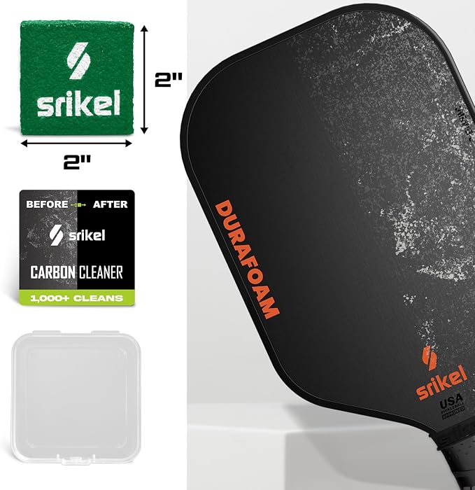 Pickleball – Paddle Cleaner Eraser with Carrying Storage Case, Premium Carbon Fiber Pickle Ball Racket Cleaner, Fast & Easy Rubber Eraser Removes Ball Residue, Dirt & Scratches