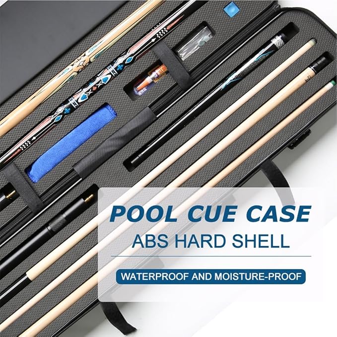 ABS Material Hard Pool Cue Case 2x3 for 1/2 Pool Cues,Durable Construction,Protective Storage and Transport Solution for Billiard Enthusiasts,Keeps Your Equipment Safe and Organized