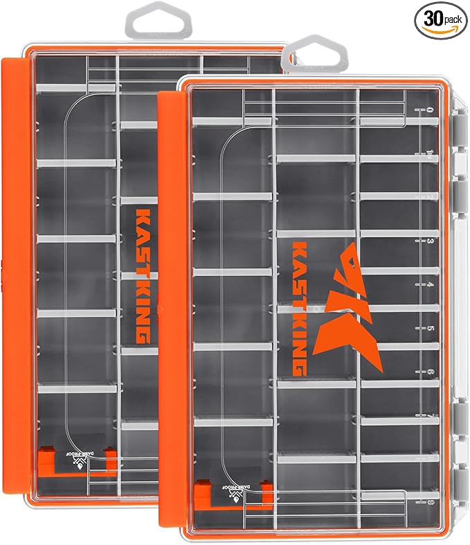 KastKing HyperSeal Waterproof Tackle Box, 3600 and 3700 Tackle Trays, Fishing Tackle Box Organizer with Removable Dividers, Lure Box and Terminal Tackle Storage