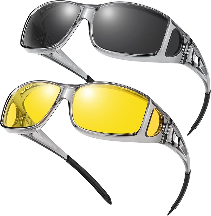 URUMQI Polarized Sunglasses Fit Over Glasses for Men Women, Wraparound Sun Glasses UV400 Protection for Driving Fishing
