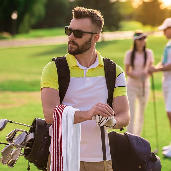 Buryeah Golf Towel 22 x 44 Inch Cotton Golf Caddy Towel Camping Large for Caddies Golfers Tour Players Club with Stripe
