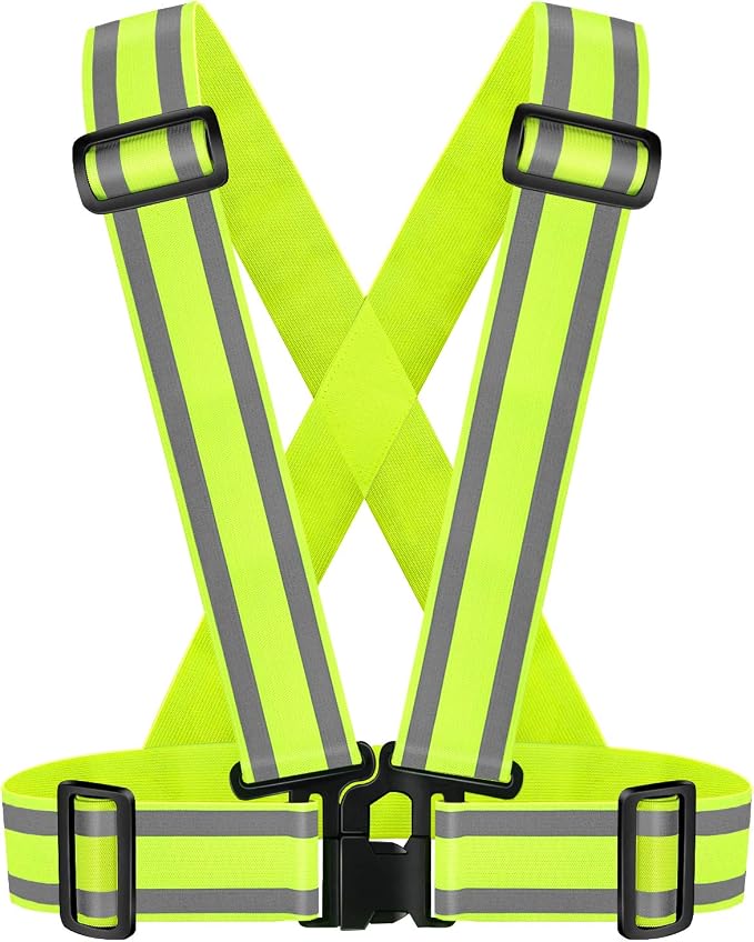 High Visibility straps |Safety Vest |Adjustable & Elastic | Reflective Running Gear for Jogging,Walking,Cycling,Construction Workers,Motorcycle,Men,Women (1, XXL-YELLOW)