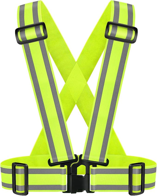 High Visibility straps |Safety Vest |Adjustable & Elastic | Reflective Running Gear for Jogging,Walking,Cycling,Construction Workers,Motorcycle,Men,Women (1, XXL-YELLOW)