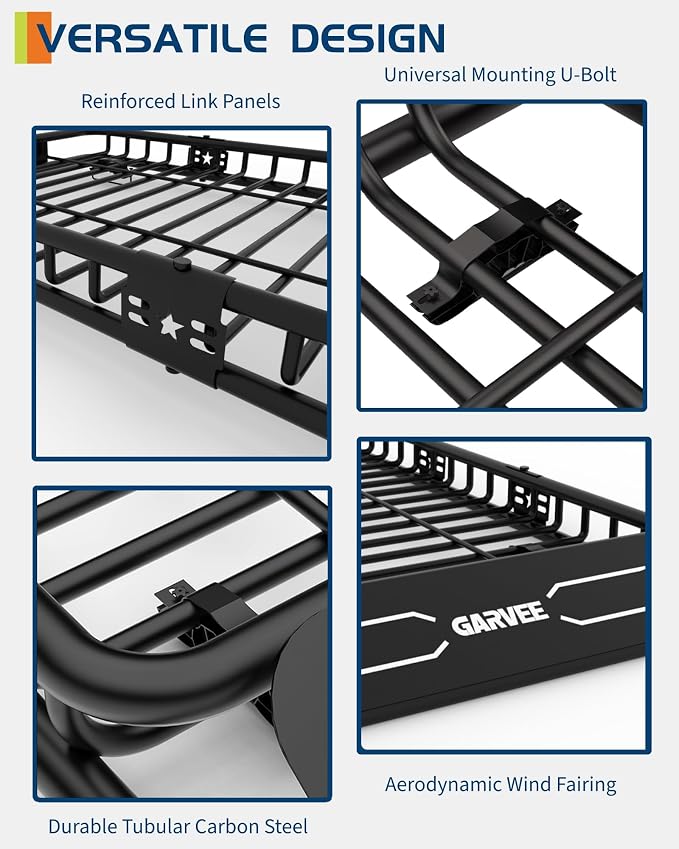 GarveeLife 84 in x 39 in Roof Rack Basket, 200 LBS Capacity Rooftop Cargo Carrier Basket with Extension Luggage Rack Heavy Duty for SUVs, Trucks, Vehicles