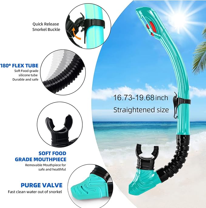Nearsighted Snorkeling Gear for Adults Youth, Professional Full Dry Top Silicone Snorkel Set, Anti-Fog Scuba Diving Mask with Adjustable Strap