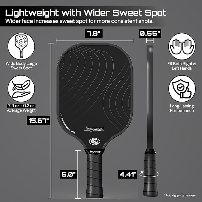Pickleball Paddles Set, USAPA Approved Carbon Fiber Pickleball Set of 2 with Beginner Pickleball Rackets, Indoor Outdoor Pickle Balls for Adults Men Women, JT-1