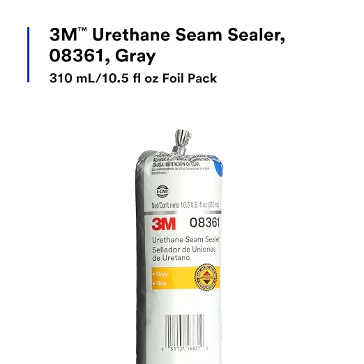 3M Urethane Seam Sealer, 08361, Gray Color, High Solids, Permanently Flexible, 310 mL/10.5 fl oz Foil Pack