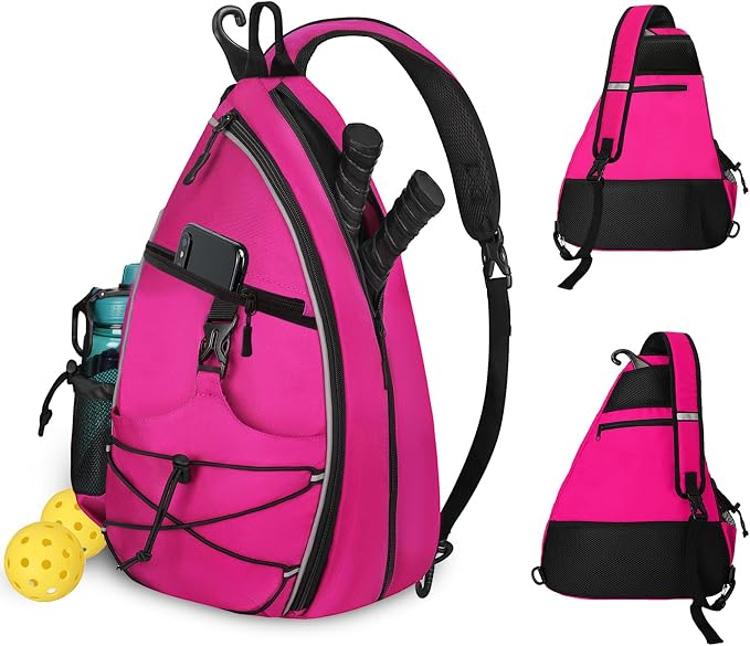 WOLT Pickleball Bag,Crossbody Sling Bags for Women Men,Pickleball Backpack with Fence Hook for Tennis, Racketball