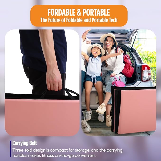 Gymnastics Mats Foldable Tumbling Mats Portable Gymnastics Exercise Mat Thick Gymnastics Tumbling Mats Pad Home Exercise Panel Mat With Carrying Handles