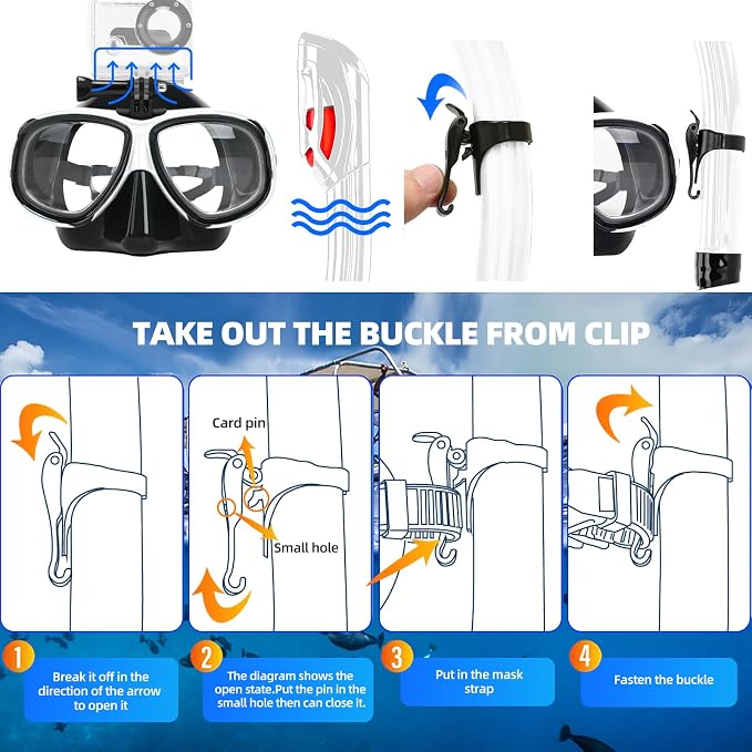 Nearsighted Snorkeling Gear for Adults Youth, Professional Full Dry Top Silicone Snorkel Set, Anti-Fog Scuba Diving Mask with Adjustable Strap