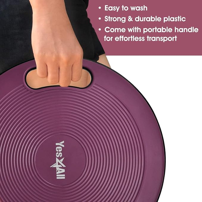 Yes4All Wobble Balance Board, Plastic Stability Trainer with Handles for Standing Desk, Core Training & Home Gym Workout