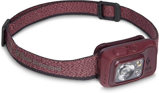 BLACK DIAMOND Spot 400-R Rechargeable Headlamp | 400 Lumens, Dimmable | Micro-USB Charging | Waterproof & Compact | Camping, Hiking, Running | BD Bordeaux