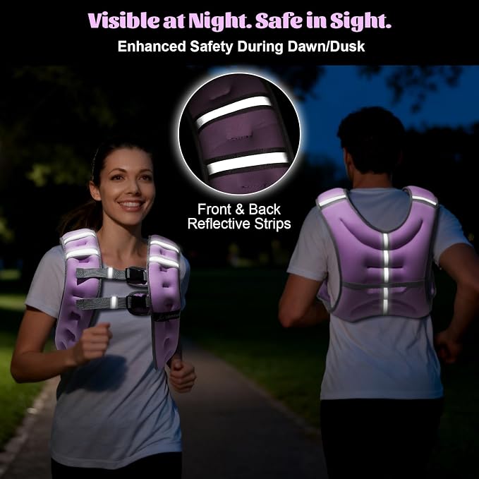 Weighted Vest Weight Vest for Men Women Kids Weights Included with Reflective Stripe, Body Weight Vests Adjustable for Running, Workout, Jogging, Walking