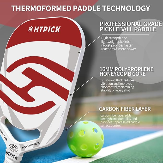 Pickleball Paddles | T700 Carbon Fiber Pickleball Paddle with Aero Throat | Hot-Press Moulding | 16mm Polymer Core | Specifically Engineered for Swing Speed and Manoeuvrability