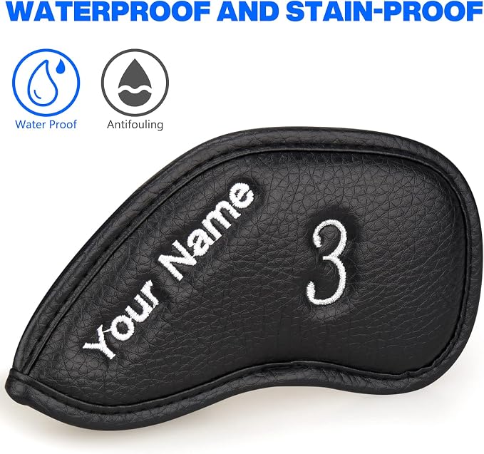 CRAFTSMAN GOLF 12pcs or 1pc Thick Synthetic Leather Golf Iron Head Covers Set Headcover Fit All Brands Callaway Ping Taylormade Cobra Etc. Also Custom Name