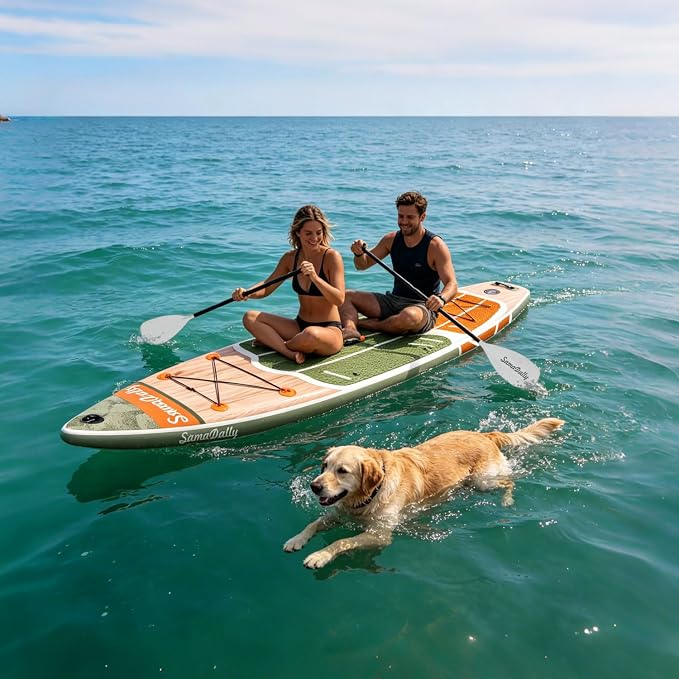 Inflatable Stand Up Paddle Board - Ultra Stable Wide Paddle Boards of All Skill Levels, Full-Color Gradient Design, Anti-Slip EVA Deck with Premium Accessories
