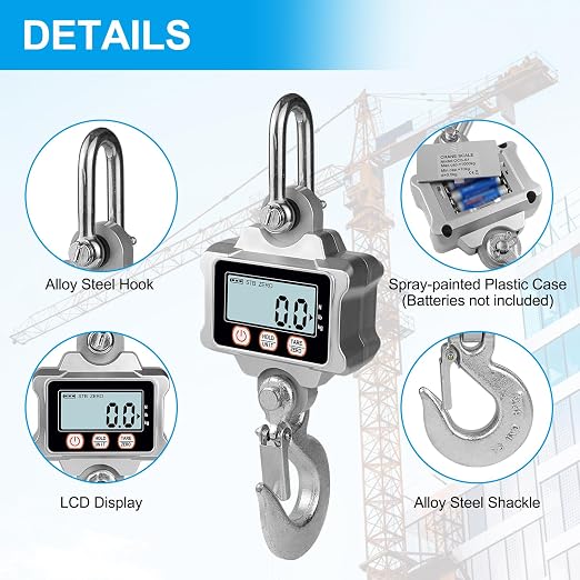 Hyindoor Digital Crane Scale 1000kg/2200lb Digtal Hanging Scale Heavy Duty Industrial Crane Scale for Farm, Factory, Construction, Hunting