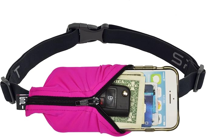SPIbelt Running Belt Original for Women Men, Phone Holder for Running, Running Fanny Pack, Holder for Phone, Running Waist Pack, Adjustable Waist, [Fits All Phones]. Fuchsia with Black Zipper