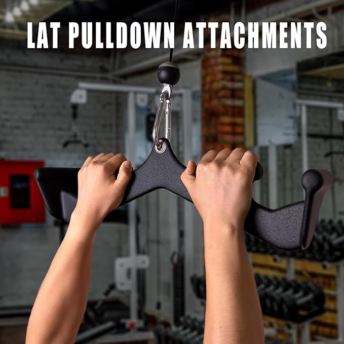 BLUSLM Lat Pull Down Bar T bar Row Attachment, V Bar Tricep Lat Pulldown Attachments, Back Strength Training Bar for Home Gym Exercise Cable Machine Attachments