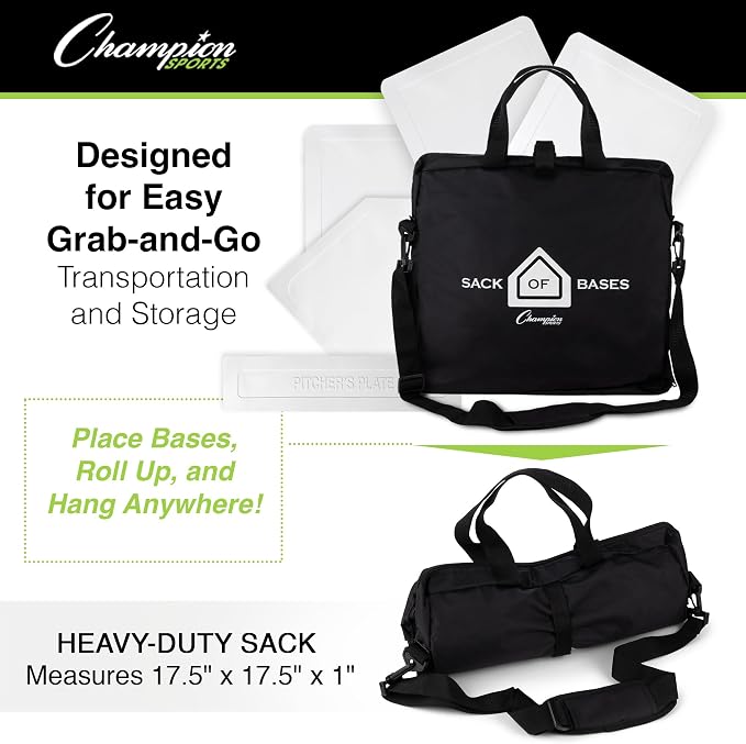 Champion Sports Throw Down Base Sets – Durable Baseball & Softball Practice Bases for Indoor & Outdoor Training