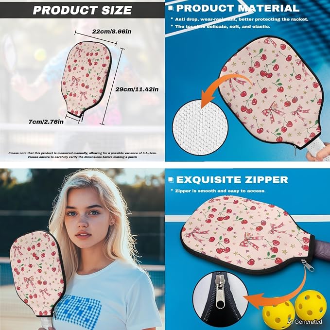 Pickleball Paddles Set 3PCS Pickleball Paddle Case Pickleball Racket Pickleball Bag Ideal for Beginners Gifts
