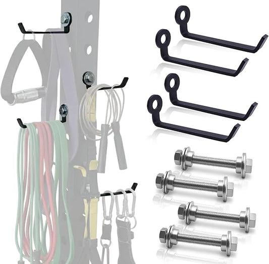 Squat Rack Storage Hooks for 5/8" & 1" Holes, Power Rack Storage Holder for Cable Machine Attachments, Resistance Bands & Gym Accessories