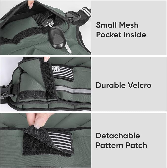 APEXUP Adjustable Weighted Vest, 4-10lb/12-18lb/20-32lb Vest with 6 Ironsand Weights and Large Pocket, Weight Vest for Men Women Strength Training, Running, Walking