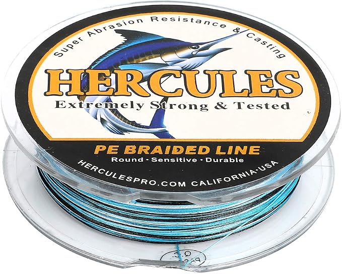 HERCULES Cost-Effective Super Cast 8 Strands Braided Fishing Line 10LB to 300LB Test for Salt-Water,109/328/547/1094 Yards(100M/300M/500M/1000M),Diam.#0.12MM-1.2MM,Hi-Grade Performance,Variety Colors