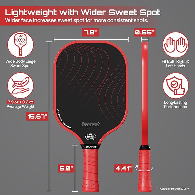 Pickleball Paddles Set, USAPA Approved Carbon Fiber Pickleball Set of 2 with Beginner Pickleball Rackets, Indoor Outdoor Pickle Balls for Adults Men Women, JT-1