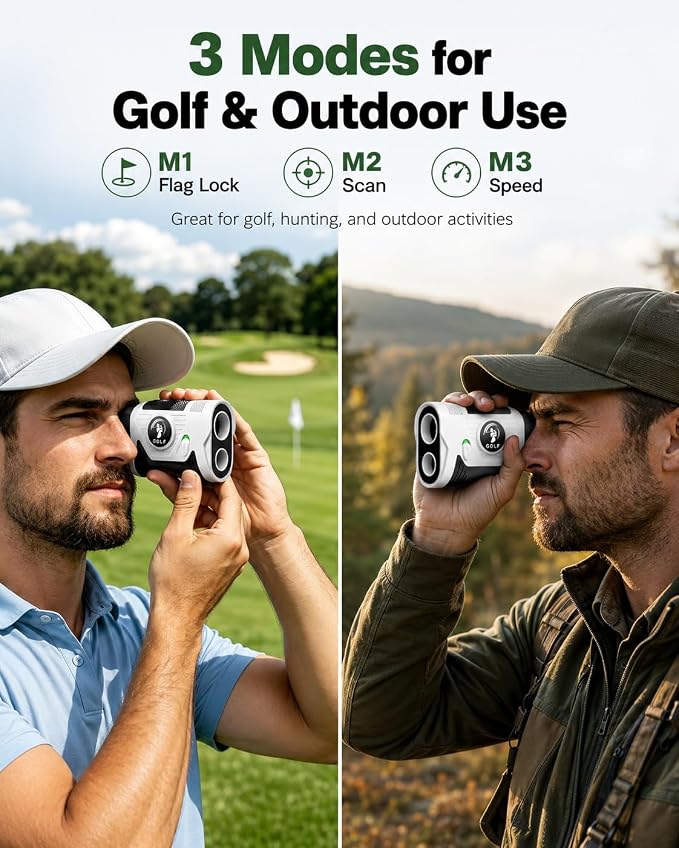 Golf Rangefinder with Slope, 1200 Yards Laser Range Finder for Golf, Flag Lock Vibration, Rechargeable Type-C, 7X Magnification, Tournament Legal, Father's Day Golf Gift for Dad