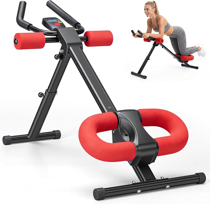 DUMOS Ab Workout Equipment for Home Gym, Exercise Machine Abs Trainer, Full Body Fitness System Adjustable for Abdominal Stomach Training, LCD Display, Knee Protection