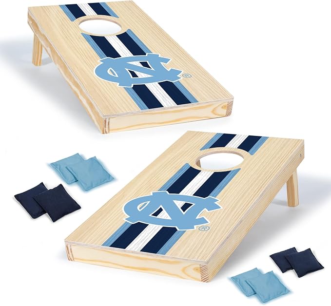 Wild Sports College Portable Size 1' x 2' Solid Wood Cornhole Set with Direct Print HD Team Graphics – Travel Size