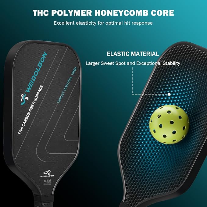Pickleball Paddles, Multi-Layer T700 Textured Carbon Fiber Pickleball Paddle, 2-Types of Thickenesses, Strong Power and Spin Surface, USAPA Approved Carbon Fiber Surface Pickle Ball Paddle