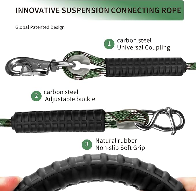 Adjustable Tree Swing Ropes Heavy Duty Hammock 5.6Ft(67"),360°Rotation Tree Swings Hanging Straps 1000LBS for Outdoor Swings Hammock Playground Set Accessories,2Pack of Green