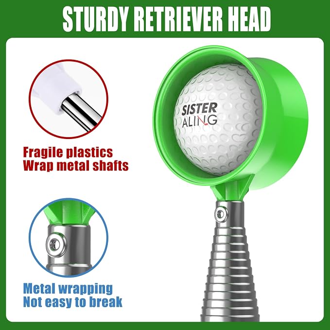 Water Telescopic Golf Ball Retriever and Golf Bag Metal Landing Pads