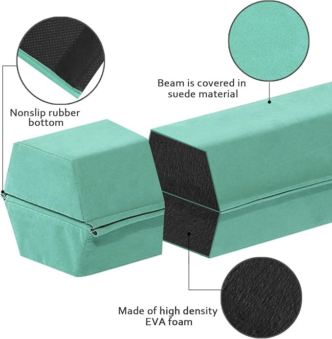 FBSPORT 8ft/9ft/9.5ft Balance Beam Folding Gymnastics Beam Foam Balance Floor Beam Equipment for Kids Adults, Suede Cover Anti Slip Base with Carry Bag for Home School Gym Training
