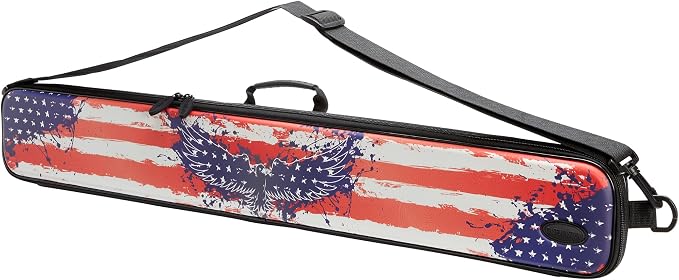 Casemaster Parallax Art Series Pool Cue Case, Holds 1 Butt and 1 Shaft, Foam-Padded Pool Stick Case, 600D Oxford Fabric, Shoulder Strap, Patriot