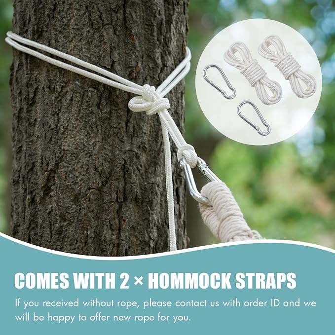 INNO STAGE 2 Persons Hammock with Tree Straps - Brazilian Double Hammocks, Portable Hanging Camping Bed for Patio, Backyard, Porch, Outdoor and Indoor Use Soft Cotton Carrying Bag, Blue, XX-Large