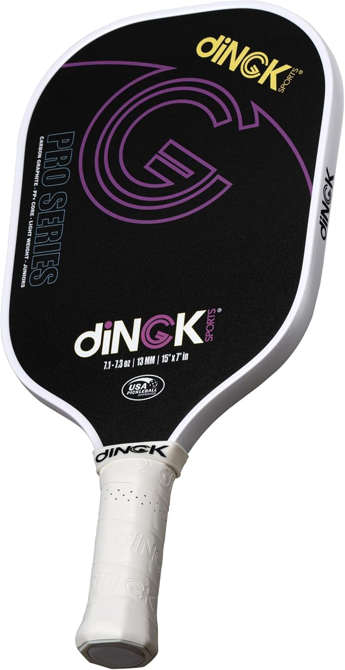 Junior Pro Series Youth Pickleball Paddle, Lightweight 7.1-7.3 oz Carbon Fiber Paddle for Kids, Professional-Grade Design, Durable Edge Guard, 15” x 7”
